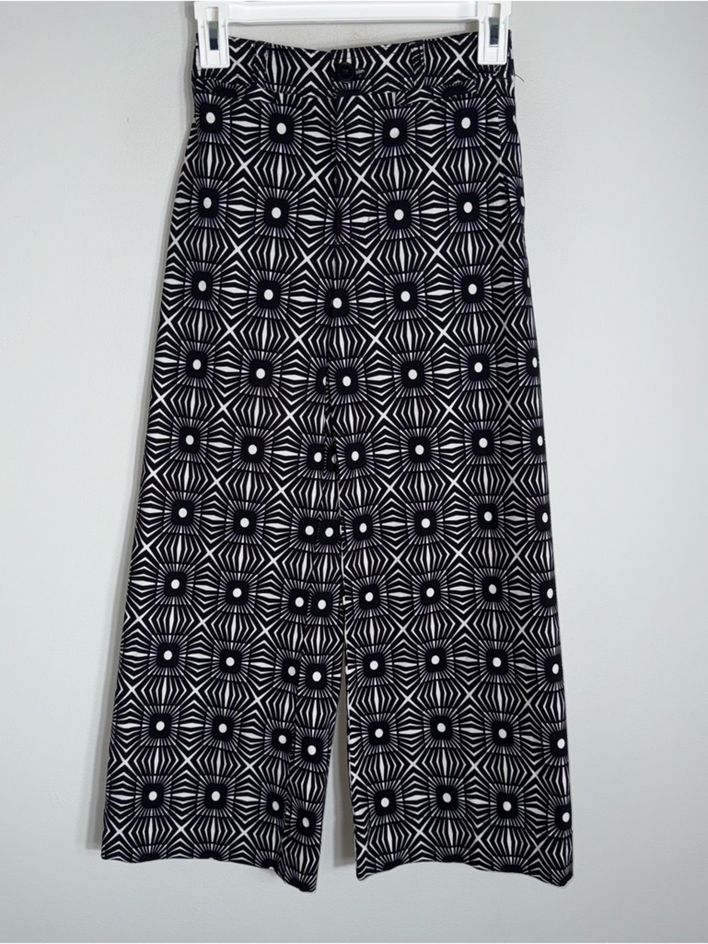 Maeve Anthropologie Geometric Print Wide Leg Pants-Black White-Size 24P Petite - Picture 2 of 10